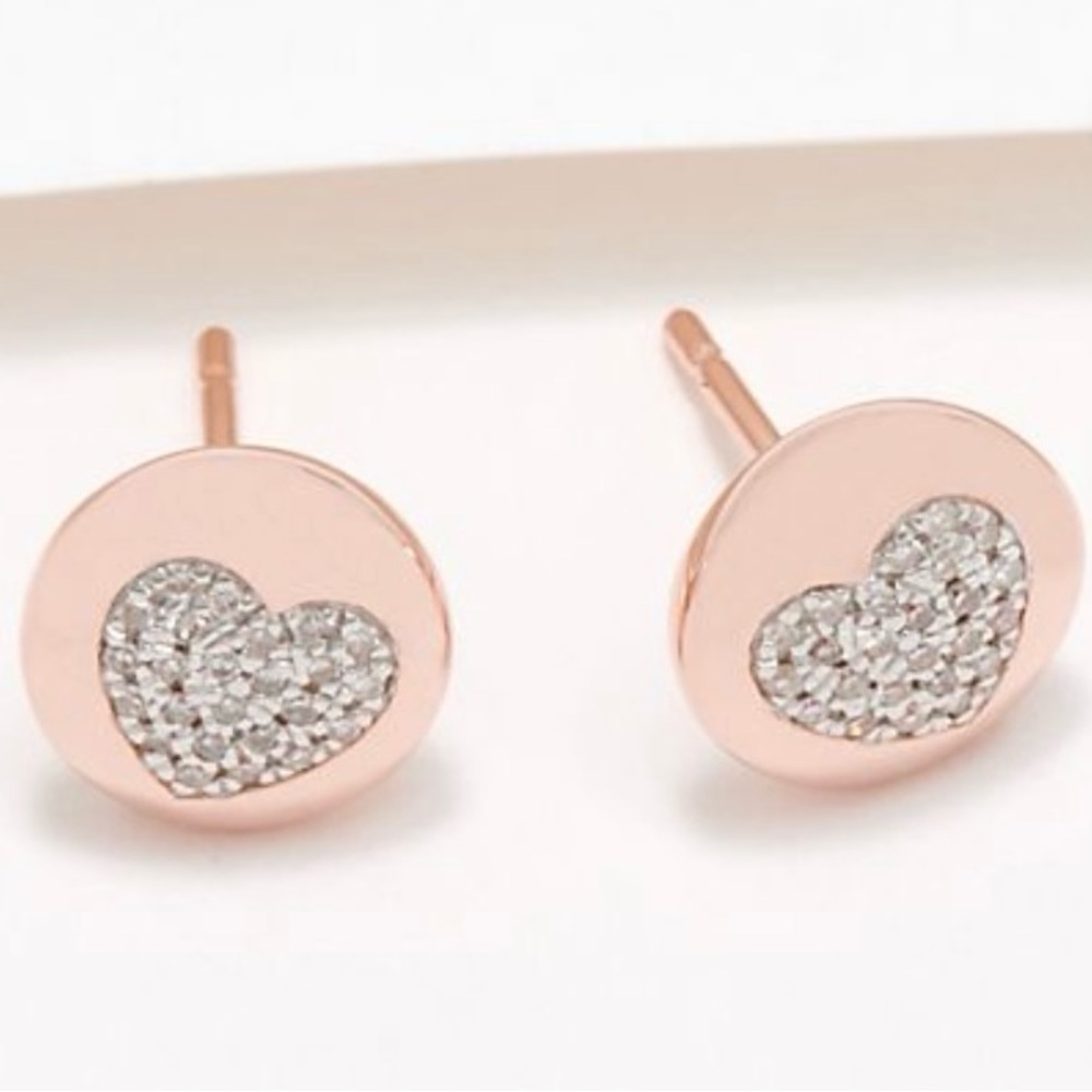 Affinity rose gold over sterling diamond heart earrings 🩷🩷